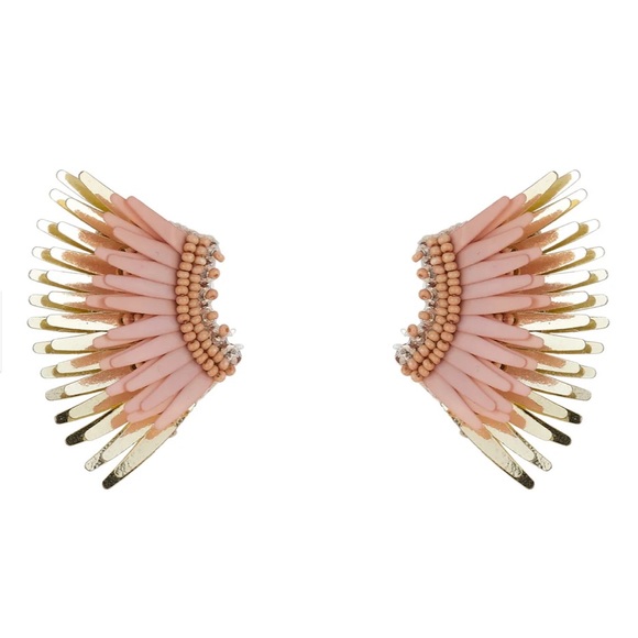 NWT: Mignonne Gavigan MINI MADELINE EARRINGS TAUPE Sequin Beaded Wing Earrings